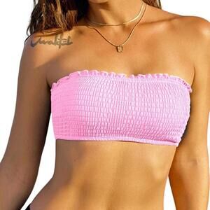 2 Piece Women's Pink and Yellow Bandeaus